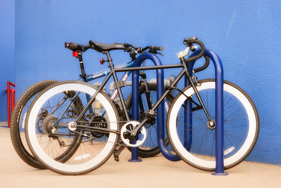 Blue bike rack